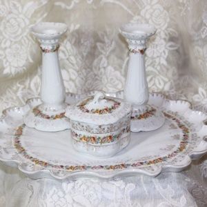 Vintage Porcelain 4 Piece Vanity Dresser Set